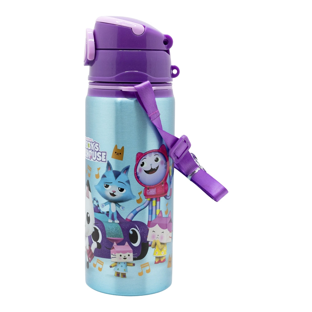 Stor Aluminium Pop Up Bottle with Strap 730 ml Gabby's Dollhouse
