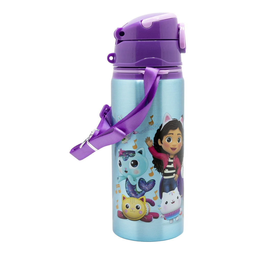 Stor Aluminium Pop Up Bottle with Strap 730 ml Gabby's Dollhouse