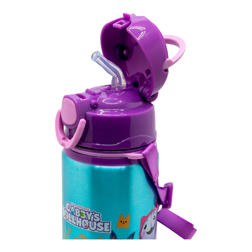Stor Aluminium Pop Up Bottle with Strap 730 ml Gabby's Dollhouse