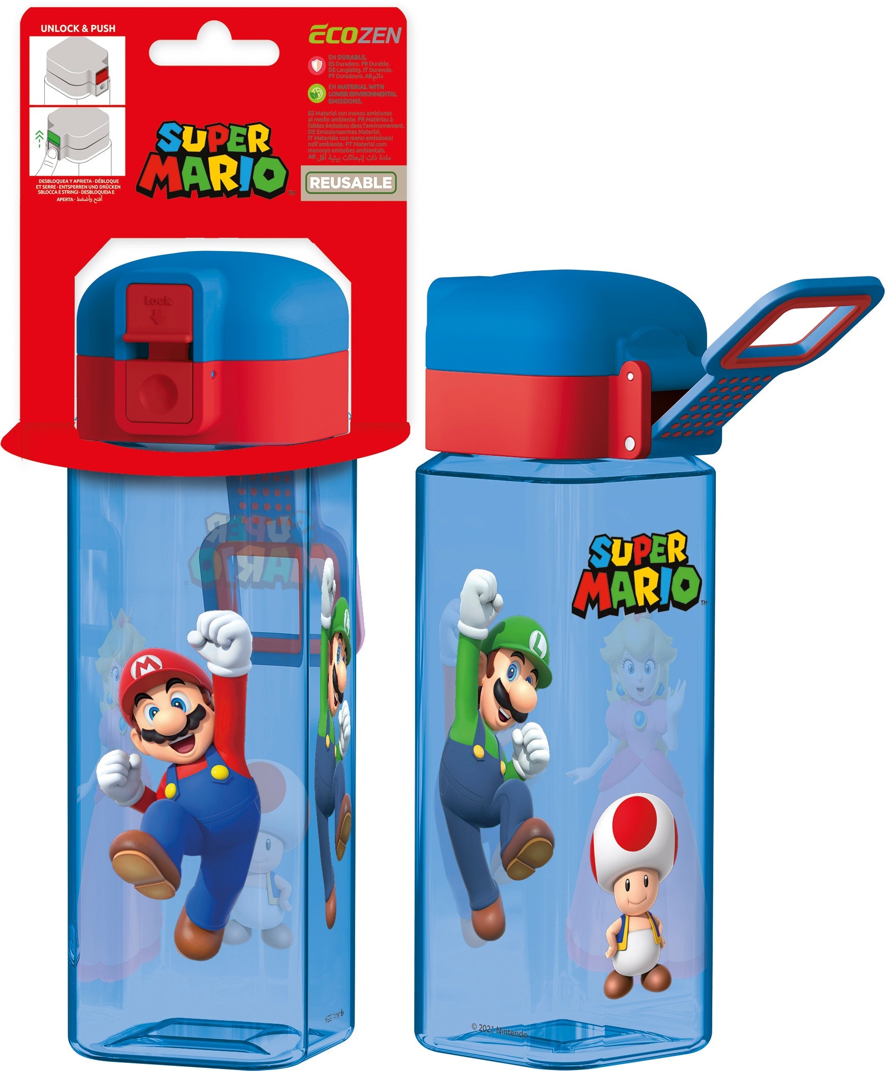 Botella Robot con Cierre 550 ml Mario Bros
