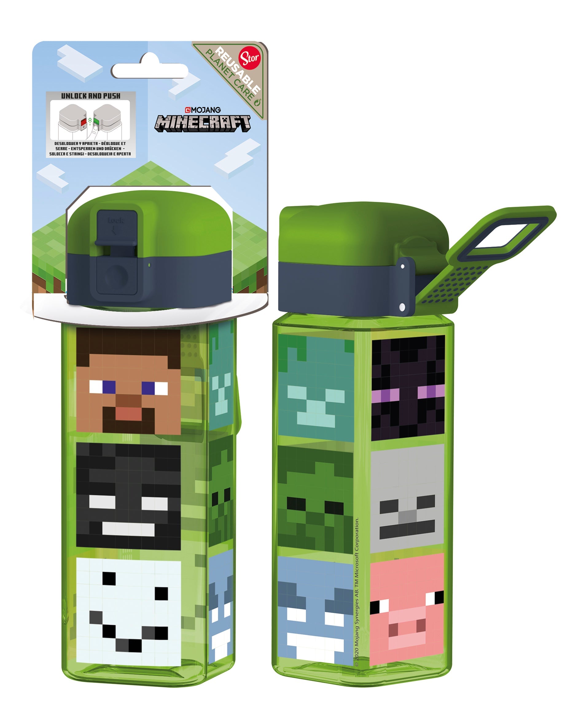 Stor Botella Robot con Cierre 550 ml Minecraft INVKY