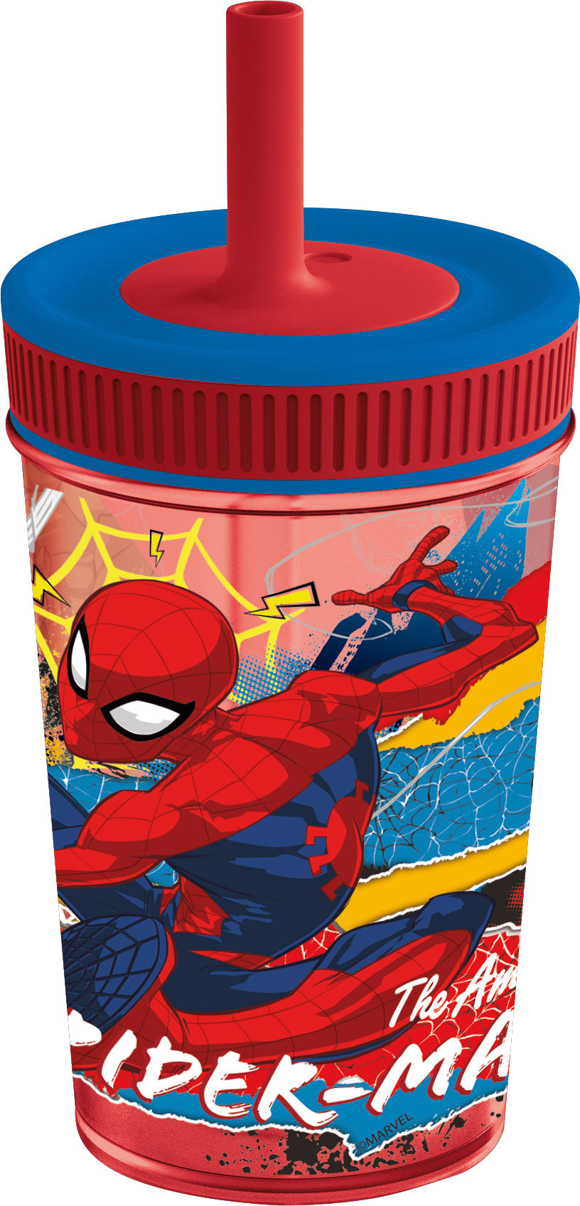 Stor Leak Proof Silicone Straw Tumbler Spiderman Moving Target