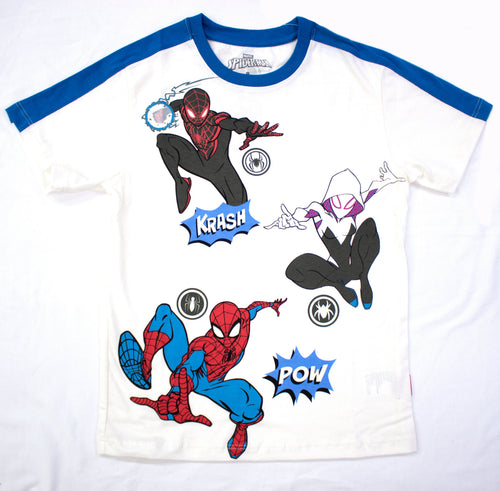 Polo Moda Manga Corta Spiderman Niño Color Marfil