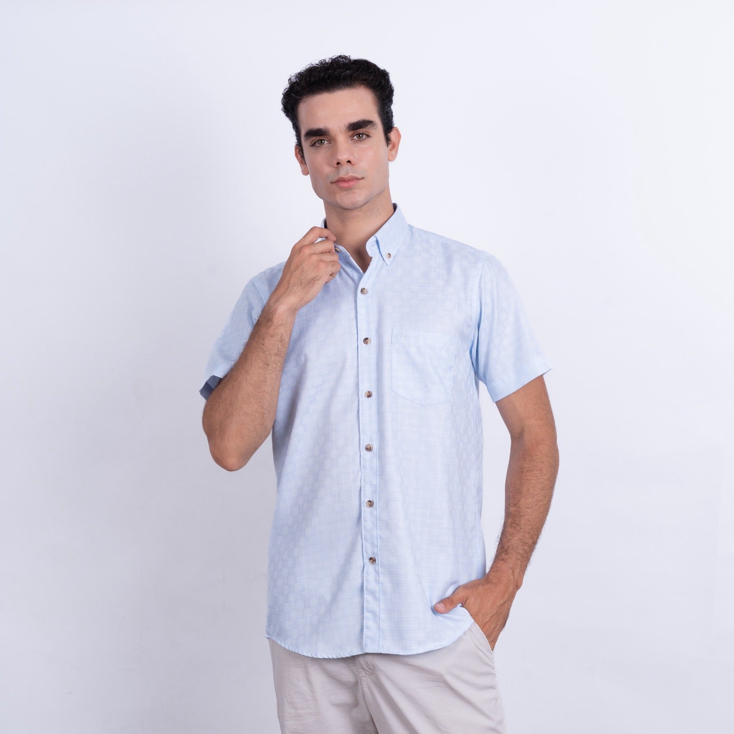 Camisa de Lino Manga Corta para Hombre