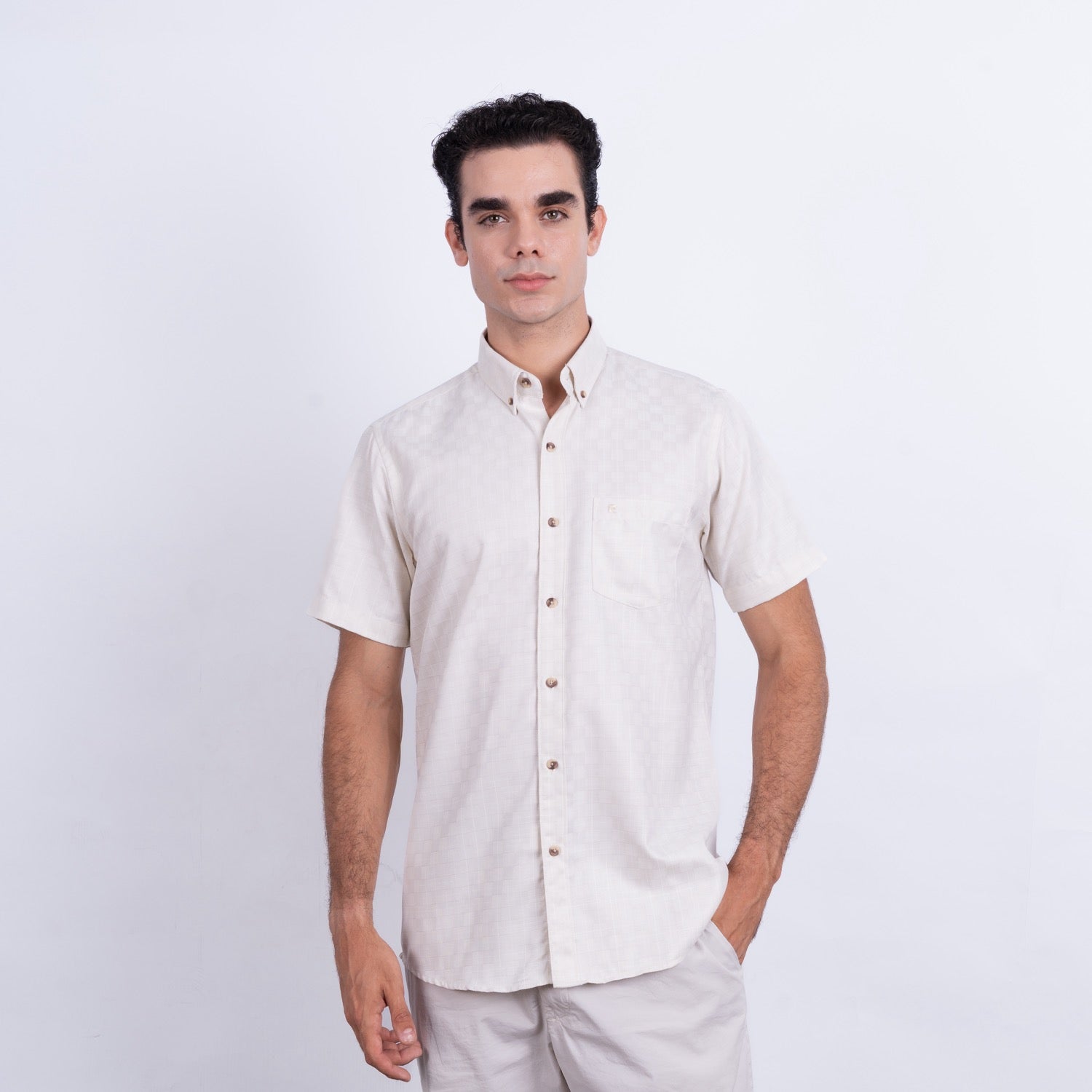 Camisa de Lino Manga Corta para Hombre