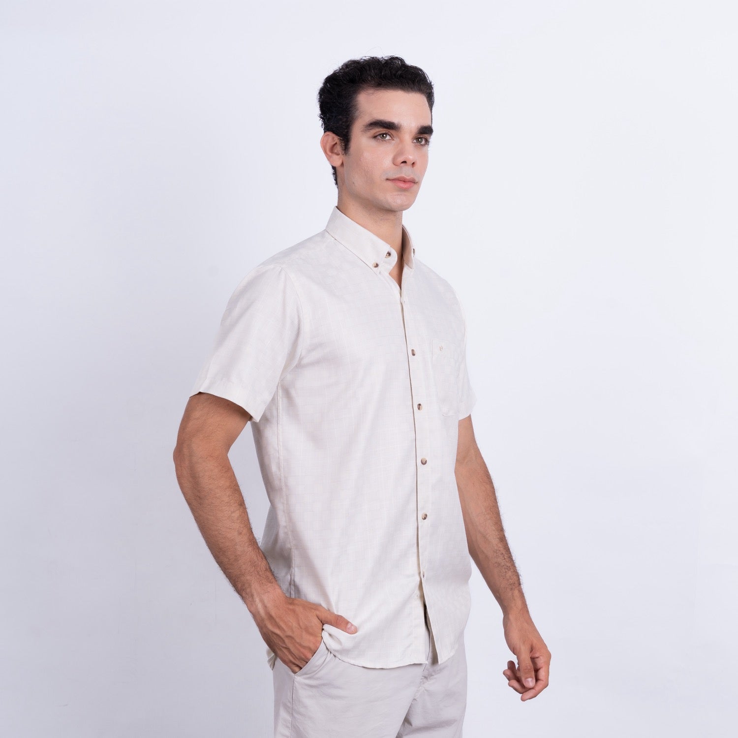 Camisa de Lino Manga Corta para Hombre