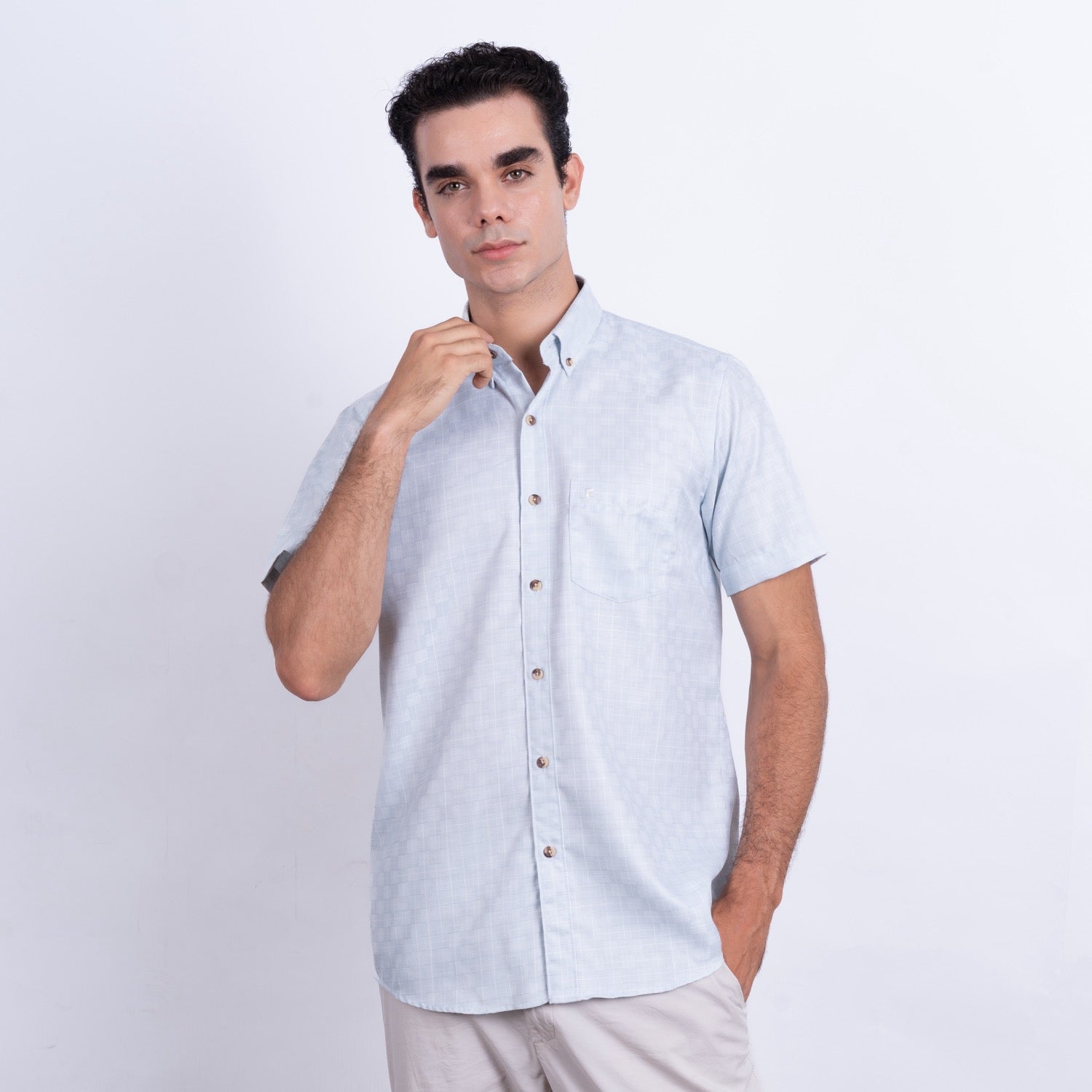 Camisa de Lino Manga Corta para Hombre