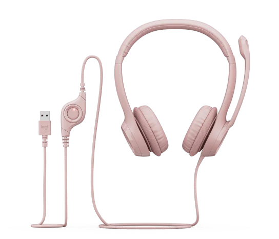 Audífono con Micrófono Logitech H390 USB Noise Cancelling Color Rose