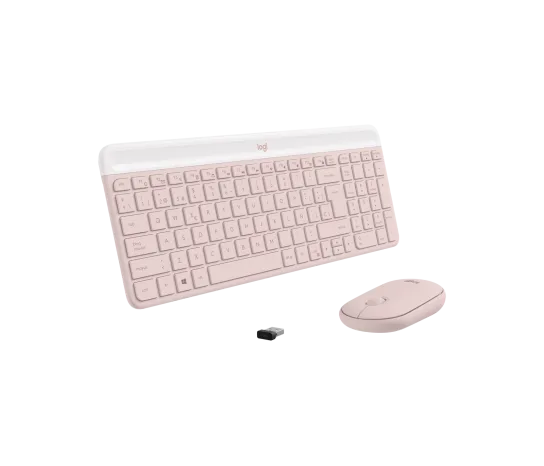 Teclado y Mouse Logitech MK470 Wireless Slim USB Color Rose